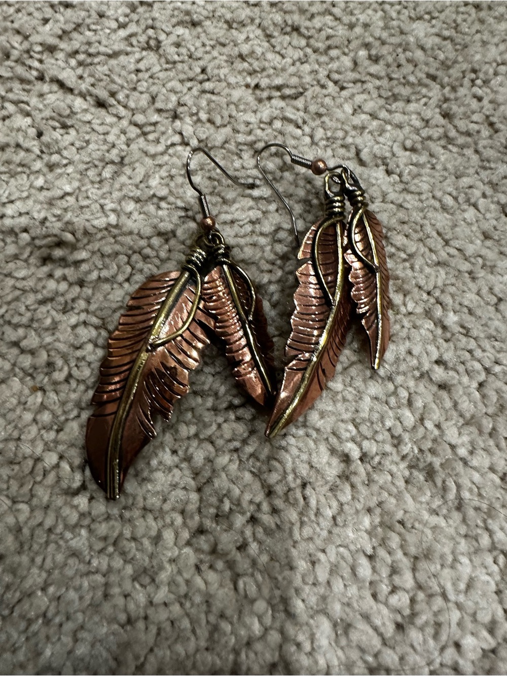 Copper-Tone Feather Drop Earrings - Women Jewelry